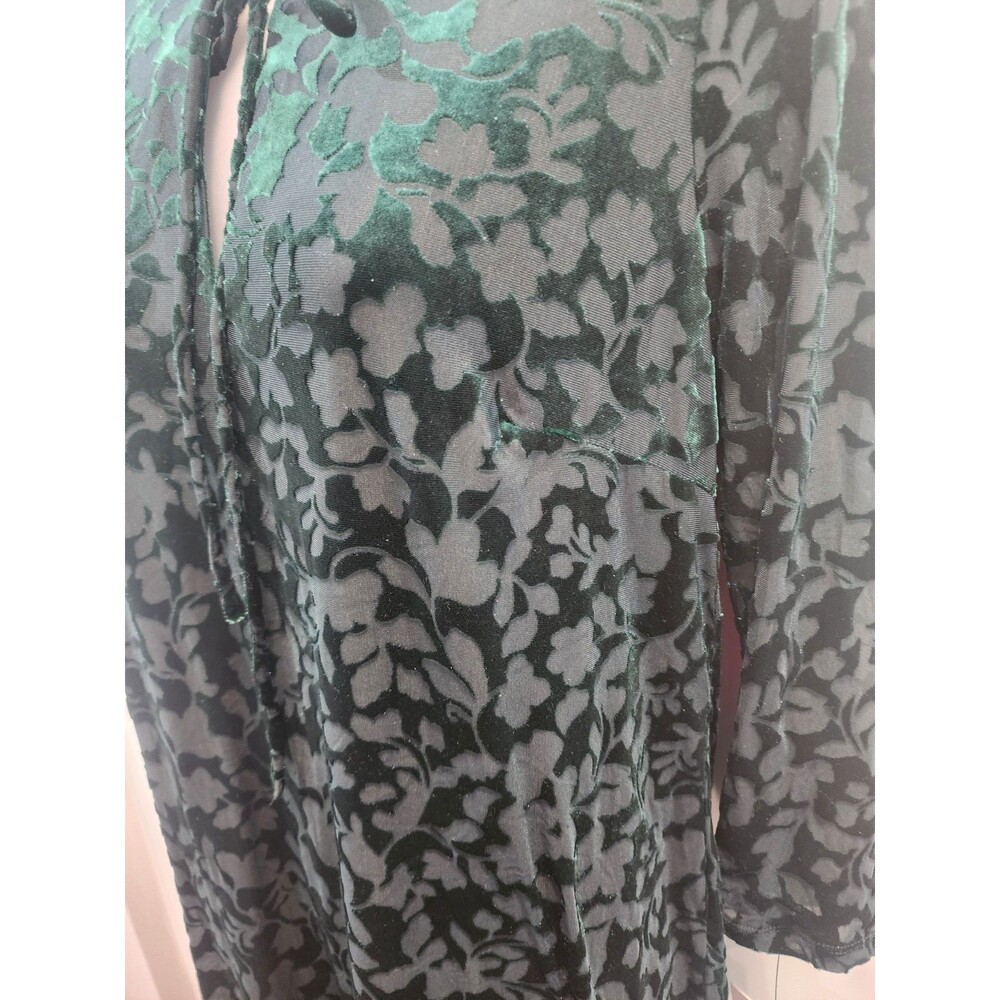 HARPER ROSE Velvet Burnout Straight Dress With Ruffle Hem Green Dress Size 10 - Picture 2 of 11